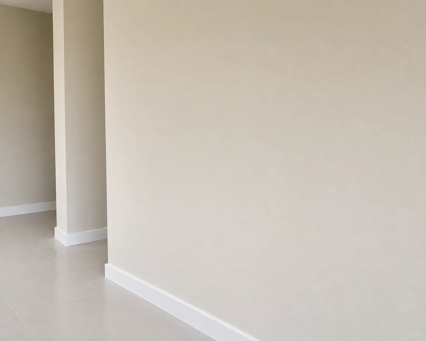 The finished wall in a smooth warm polished plaster finish